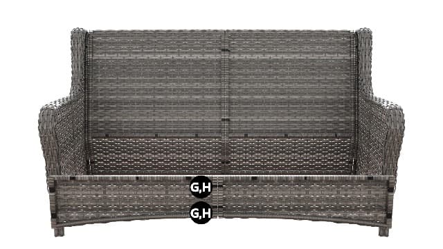 Joyside Outdoor Patio Couch Wicker Sofa - 3 Seater Rattan Sofa for Outside Patio Garden with Deep Seating and Olefin Cushions(Mixed Grey/Beige)