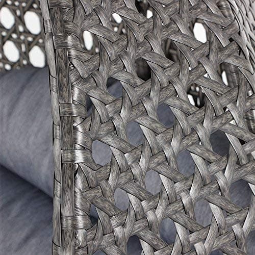 Island Gale Luxury 2 Person Outdoor, Patio, Hanging Wicker Swing Chair (X-Large-Plus, Charcoal Rattan/Charcoal Cushion)