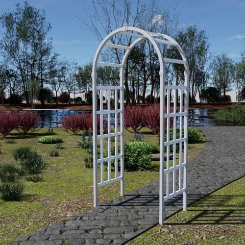 41" W x 86" H Vinyl Arbor, Vinyl Arch, Garden Arch Arbor for Outdoor, Yard, Garden, Climbing Plants - White