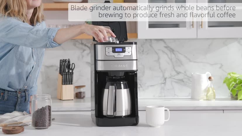 Cuisinart 10 Cup Coffee Maker with Grinder, Automatic Grind & Brew, Black/Silver, DGB-450NAS