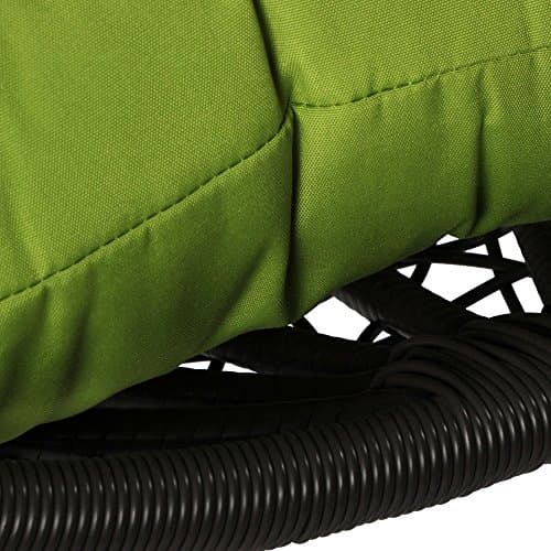 Island Gale Hanging Basket Chair Outdoor Patio Furniture with Stand and Cushion (Brown Wicker, Lime Cushion)