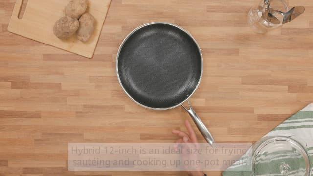 HexClad Hybrid Nonstick 12-Inch Frying Pan, Stay-Cool Handle, Dishwasher-Friendly, Oven-Safe Up to 900°F, Induction Ready, Compatible with All Cooktops
