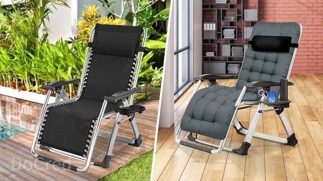 Zero Gravity Chair, Lawn Recliner, Reclining Patio Lounger Chair, Folding Portable Chaise with Detachable Soft Cushion, Cup Holder, Headrest