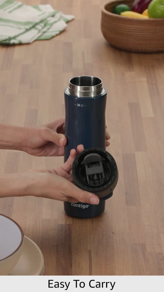Contigo Cortland Chill 2.0 Blueberry Stainless Steel Water Bottle Vacuum-Insulated Spill-Proof Lid 24oz Ideal for Hot or Cold Drinks Interchangeable Lid Perfect for Kids & Adults