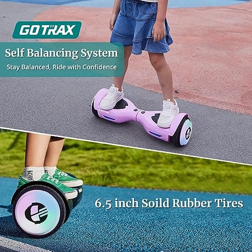 Gotrax Hoverboard with 6.5" LED Wheels & Headlight, Max 4/5 Miles Range, 6.2mph Power by Dual Brushless Motor, UL2272 Certified and 50.4Wh/65.52Wh Battery Self Balancing Scooters for 44-176lbs Kids