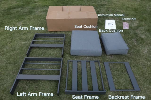 Solaste Aluminum Patio Furniture Set,7 Seats Modern Outdoor Conversation Set Sectional Sofa with Upgrade Cushion and Coffee Table,Grey