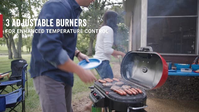 Coleman RoadTrip 285 Portable Stand-Up Propane Grill with 3 Adjustable Burners & Instastart Ignition, 20,000 BTUs of Power for Outdoor Cooking, Camping, Tailgating, Grilling, BBQs, & More