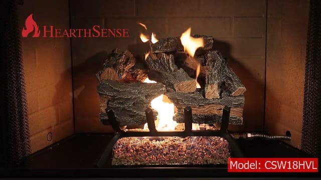 HearthSense CSW18HVL Natural Gas Vented Fireplace Logs Set with Match Light, 45000 BTU, Heats up to 1650 Sq. Ft, Colorado Split Wood, 18 Inches