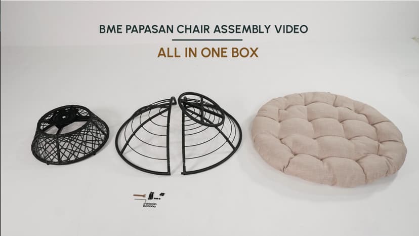 Bme 40" Ergonomic Wicker Papasan Chair with Soft Thick Density Fabric Cushion, High Capacity Steel Frame, 360 Degree Swivel for Living, Bedroom, Reading Room, Lounge, Sepia Sand - Brown Base