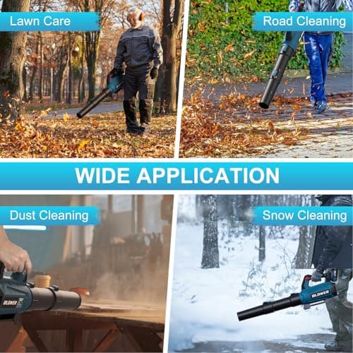 Leaf Blower Cordless (Upgraded) - 630CFM/160MPH, 21V Powerful Electric Cordless Leaf Blower with 2 x 4.0Ah Batteries and Charger, Battery Powered Leaf Blowers for Lawn Care, Patio, Yard, Dust, Snow