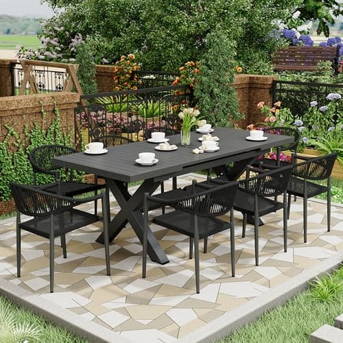 4 Pcs Stackable Patio Dining Chairs, Aluminum Rattan Outdoor Dining Chair with Arms, Woven Rope Garden Armchair Metal No Assembly for Bistro Balcony Porch Deck Yard Cafe Restaurant, Black