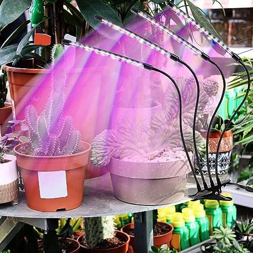 Grow Light for Indoor Plants - Upgraded Version 80 LED Lamps with Full Spectrum & Red Blue Spectrum, 3/9/12H Timer, 10 Dimmable Level, Adjustable Gooseneck,3 Switch Modes