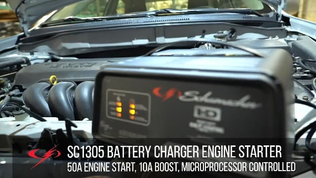 Schumacher Electric 6A Battery Charger and 50A Engine Starter, 4-in-1 Solution for 12V Batteries, Battery Maintainer, 10A Boost, SC1305, for Car, SUV, Truck, and Marine Batteries