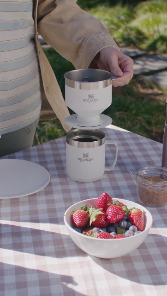 Stanley Perfect Brew Pour Over Set | 12 oz Camp Mug with Lid Included | Drip Coffee Maker with Reusable Filter | Insulated Stainless Steel | BPA-Free | Hammertone Green
