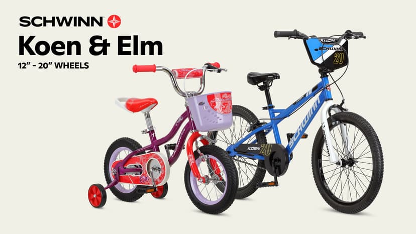 Schwinn Elm and Koen Bike or Balance Bike, 12-20 Inch Bike for Kids Ages 2-13, Black, Blue, Red, Teal, Pink or Purple, SmartStart Ergonomic Design, Adjustable Seat Grows with Child, Training Bicycle