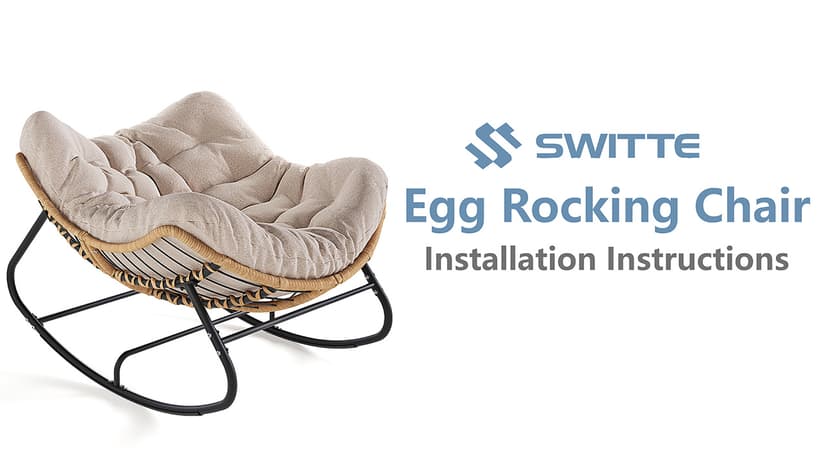 SWITTE Outdoor Rocking Chair, Oversized Patio Papasan Rocker, Comfy Wicker Reading Lounge, Indoor Egg Chair for Bedroom, Living Room, Porch, Garden, Lawn-Dark Grey