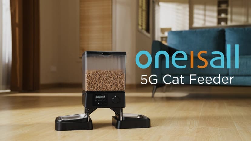 oneisall Automatic Cat Feeder with 5G WiFi, Automatic Cat Food Dispenser for 2 Cats Small Pets, 20 Cups/5L Timed Dry Food Dispenser with APP Control