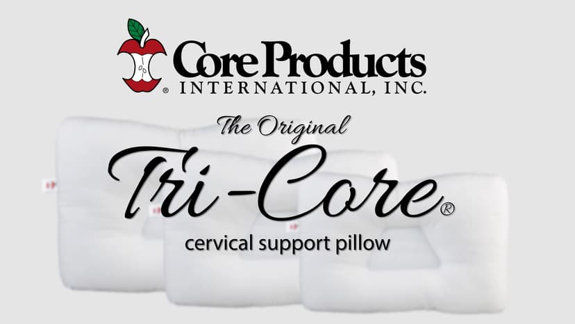 Core Products Original Tri-Core Firm-Cervical Support Pillow for Neck, Shoulder, & Back Pain Relief-Ergonomic Orthopedic Contour Pillow for Back and Side Sleep-Assembled in USA- Firm, Full Size