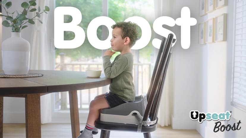 Upseat Boost Ergonomic Toddler Booster Seat for Dining Table, Developed with Physical Therapists to Encourage Posture, 3-Point Harness, Easy to Wipe Clean, and Lightweight Gray