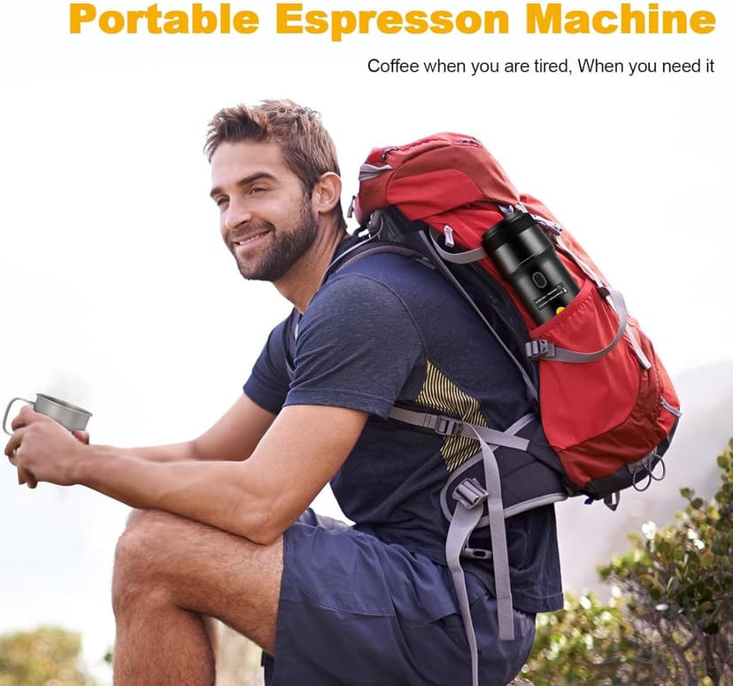 𝟯 𝗶𝗻 𝟭 Portable Coffee Maker for Travel, 20 Bar Portable Espresso Machine with USB,Travel Coffee Maker Self-Heating, Compatible with Ground Coffee & Capsule for Hiking,Office,RV（Upgrade）