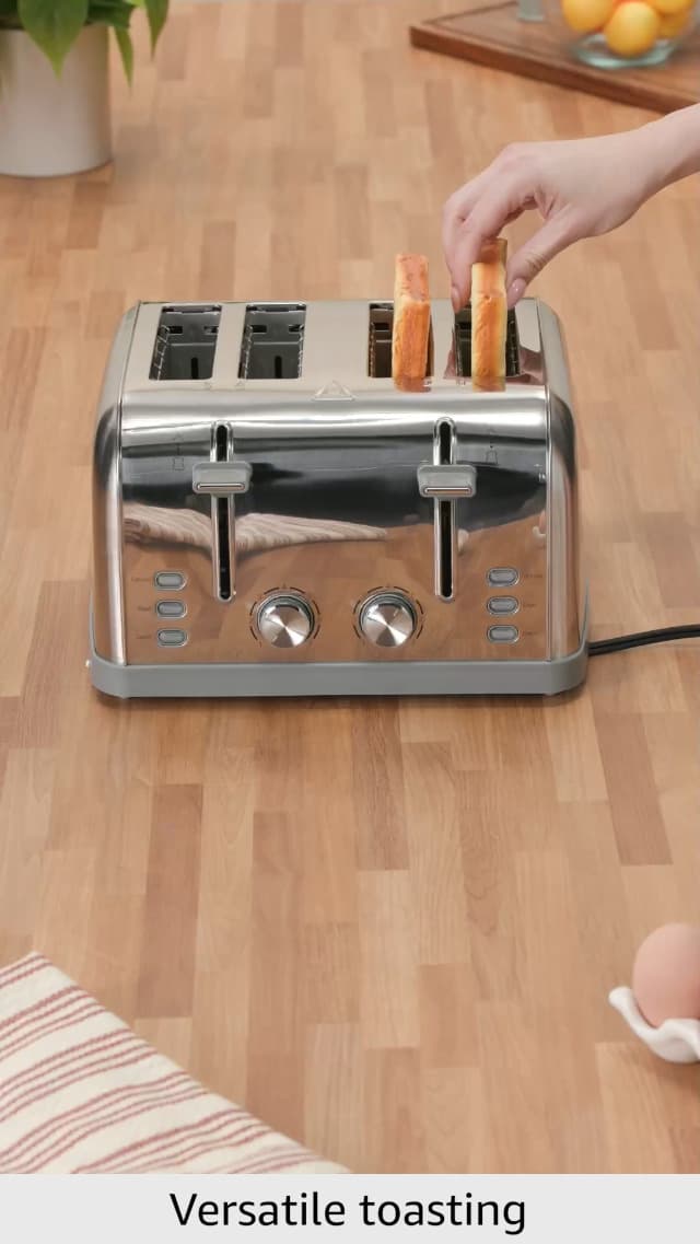 Toaster 4 Slice Retro Stainless Steel,Best Prime 4 Slice Toaster Wide Solt with 7 Shade Settings, Perfect for Waffles, Bagels and More Lainsten T-527