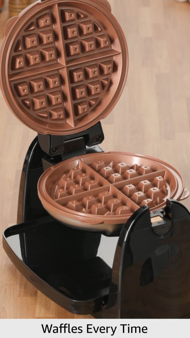 Hamilton Beach Belgian Waffle Maker with Removable PFAS-Free Durathon Nonstick Coated Plates, Easy Flip, Ceramic Grids, Black (26031)