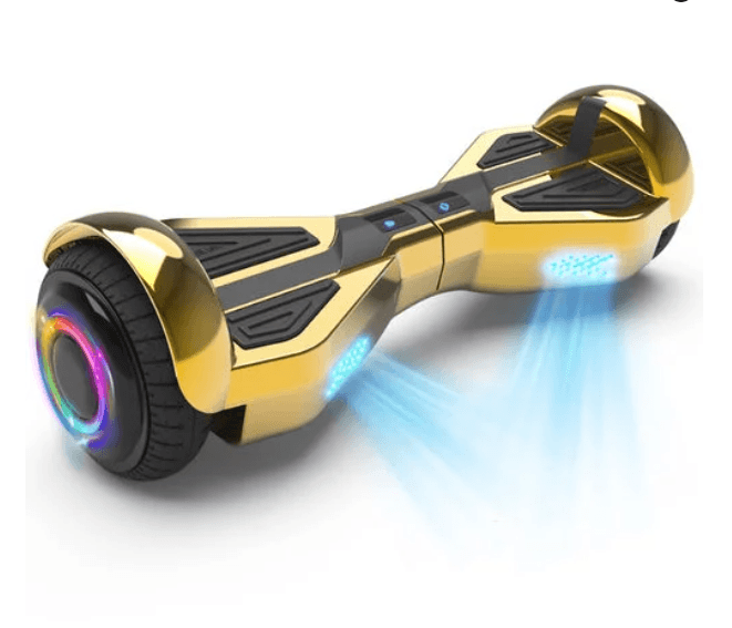 Starship Electric Hoverboard with Bluetooth Speaker, Chrome Color Self Balancing Scooters with Science Fiction Design and 6.5 inch LED Wheels (Chrome Black)