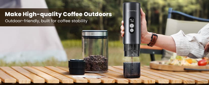 Maestri House 150W Espresso Maker with 2-3 Min Fast Self-Heating, Portable Travel Espresso Coffee Machine with Small Tea Cup Also Holder for NS Capsule & Ground Coffee for Car Camping, RV, Hiking