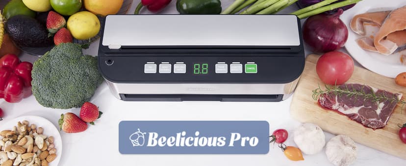 PressFree TRUE-Auto Vacuum Sealer Machine, Beelicious 85KPA Fully Automatic 8-IN-1 Food Sealer with Bags Storage, Build-in Cutter, Moist Mode and Air Suction Hose | Digital Countdown | Sous Vide