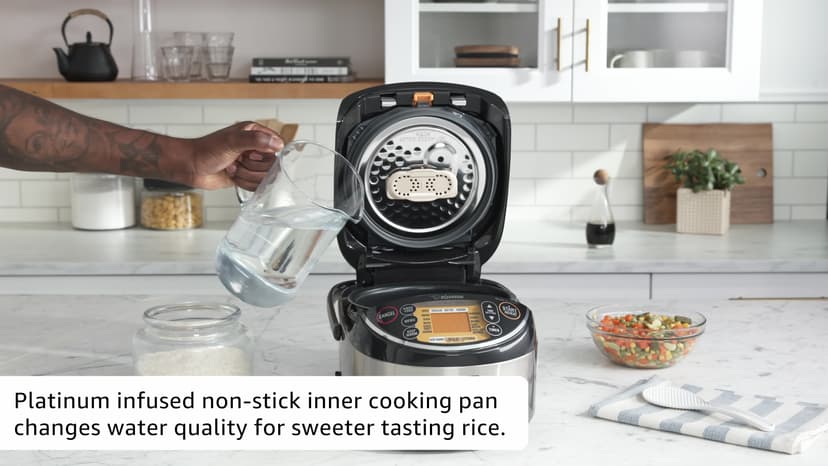 Zojirushi NP-NWC10XB 5.5-Cup Pressure Induction Heating Rice Cooker and Warmer (Stainless Black)