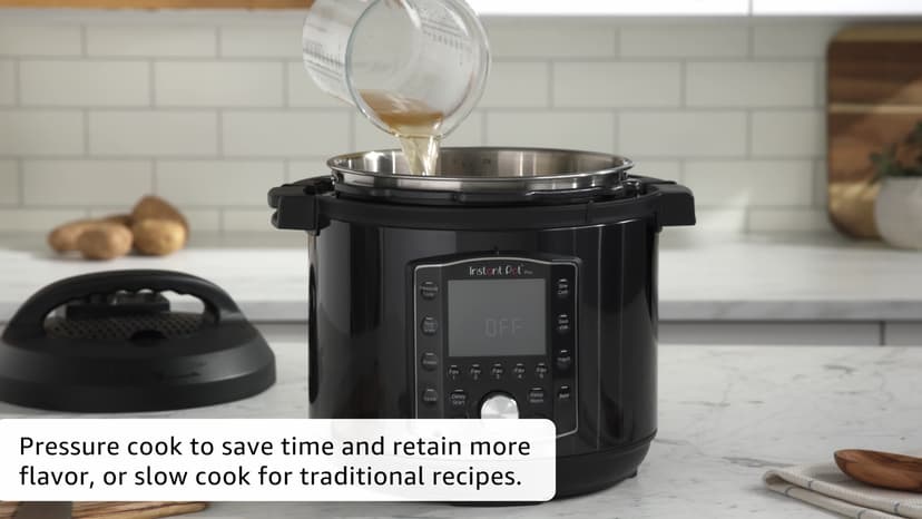 Instant Pot Pro 10-in-1 Pressure Cooker, Slow Cooker, Rice/Grain Cooker, Steamer, Sauté, Sous Vide, Yogurt Maker, Sterilizer, and Warmer, Includes App With Over 800 Recipes, Black, 6 Quart