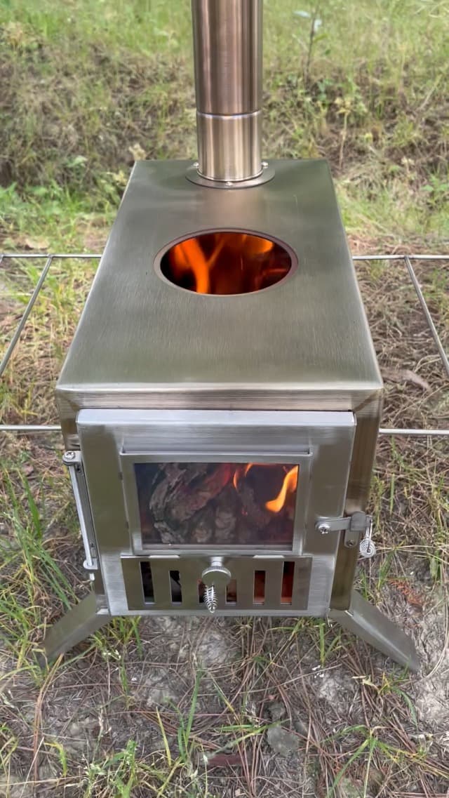 Wood Burning Stove,Portable Camping Stove with Chimney Pipes,Front Window，Side Racks,Mini Wood Stove for Outside Tent,Cookout,Truck Travel and inside Woodcutter's Cottage