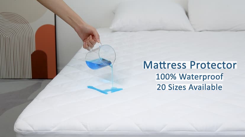 Waterproof Split Top King Mattress Pad Protector for Adjustable Bed, 34" Top Split from Head, Noiseless, Soft Padded Matress Protector