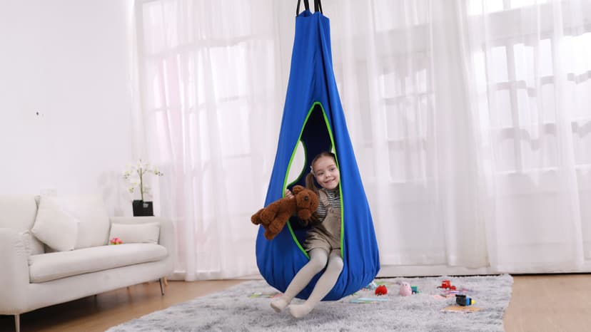 Kids Nest Swing Chair, Hanging Hammock Chair Nest Hammock Swing Chair for Outdoor and Indoor(32" D x 52" H),Detachable Play Tent Swing for Child Sensory Swing for Kids Age from 3-12 Years(Blue)