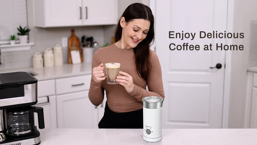 SIMPLETASTE Milk Frother, 4-in-1 Electric Milk Steamer, Automatic Warm and Cold Foam Maker and Milk Warmer for Latte, Cappuccinos, Macchiato