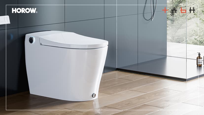 HOROW Luxury Smart Toilet, Upgraded Bidet Toilet with Pump for Low Water Pressure, Auto Open/close Lid, Instant Warm Water Bidet, Heated Seat, Automatic Flush, Elongated Toilet with Tank