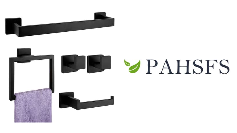 5-Pieces Matte Black Bathroom Hardware Accessories Set, SUS304 Stainless Steel Bath Towel Bar Set, Towel Racks for Bathroom Wall Mounted.