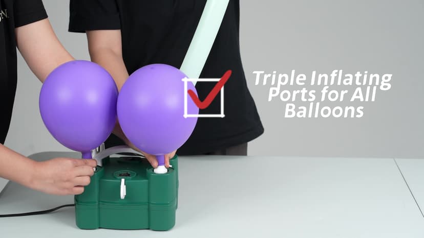 Balloon Pump 3-in-1 Electric Air Pump for All Balloons& Inflatables, Triple Inflating Ports for Latex 260q Foil Mylar Balloon Inflation, Quick-Fill Inflator Deflator for Pool Floats Air Beds