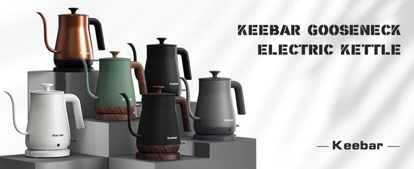 Gooseneck Electric Kettle, Electric Tea Kettle Stainless Steel, Pour over kettle for Coffee, 1000W Hot Water Kettle Electric Auto Shut Off, 0.8L, Wood-like Grain Finish Handle, Matcha Green