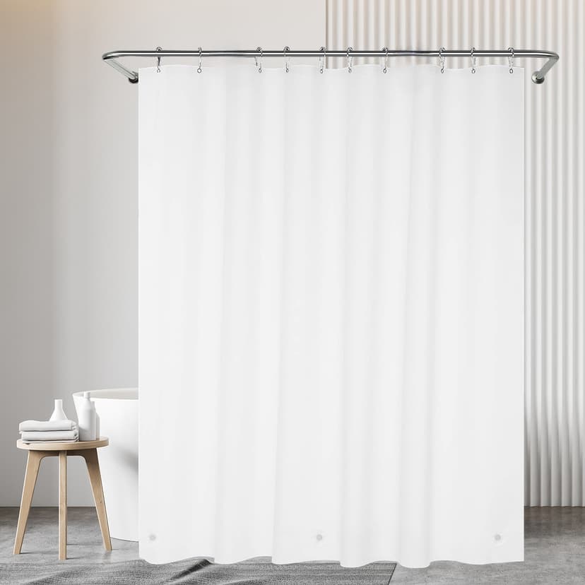 Clawfoot Tub Shower Curtain 180x70 Inch White Liner All Warp Around Extra Wide 36 Metal Hooks Vinyl Bath Curtain for Clawfoot Stand Up Tub Bathroom PEVA Waterproof Liner