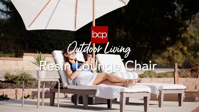 Best Choice Products Outdoor Lounge Chair, Resin Patio Chaise Lounger for Poolside, Backyard, Porch w/Seat Cushion, Adjustable Backrest, 5 Positions, 330lb Capacity - Gray/White Sand
