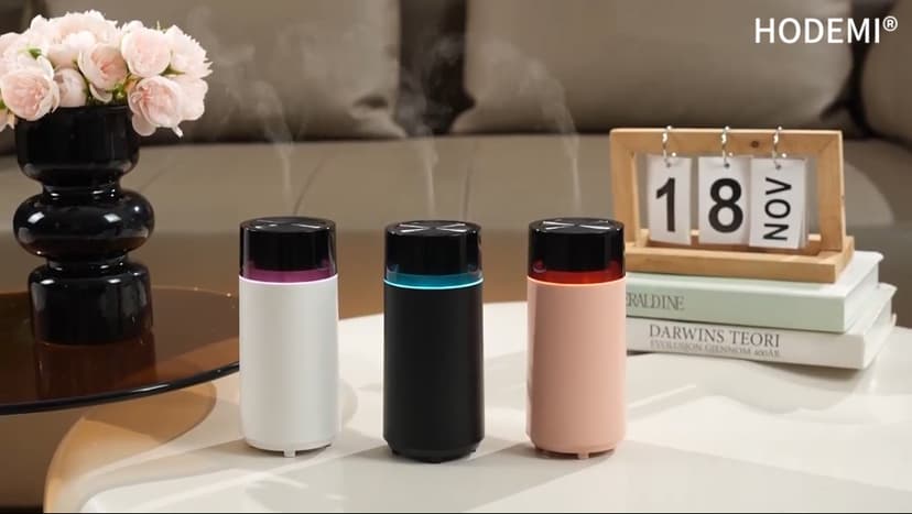 HODEMI Car Diffuser with Auto Start-Stop,Portable Humidifier with Memory Function,Battery-Powered Essential Oil Diffuser with 8-Color Ambient Ligh for Car,Home,Office,and Travel (Black)