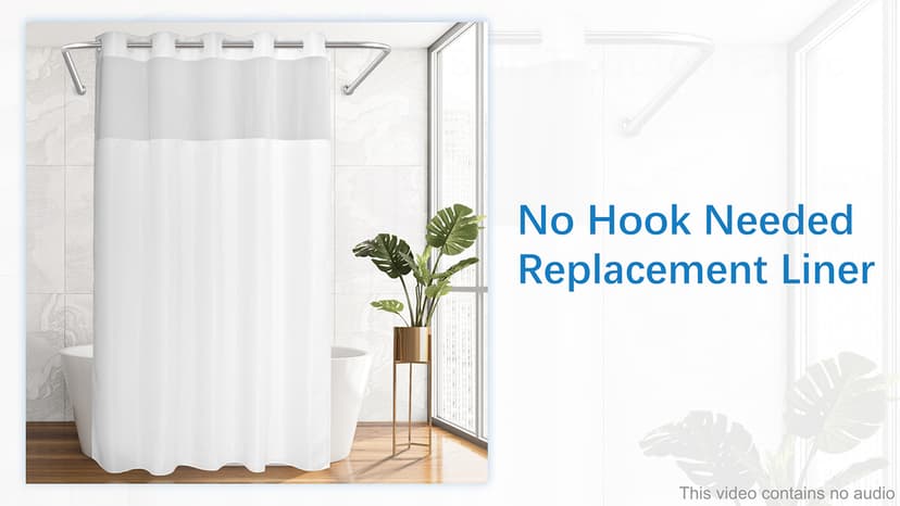 No Hook Slub Textured Shower Curtain with Snap-in PEVA Liner Set - 71" x 74"(72"), Hotel Style with See Through Top Window, Fabric Outer Curtain & Waterproof Inner Liner, White, 71x74