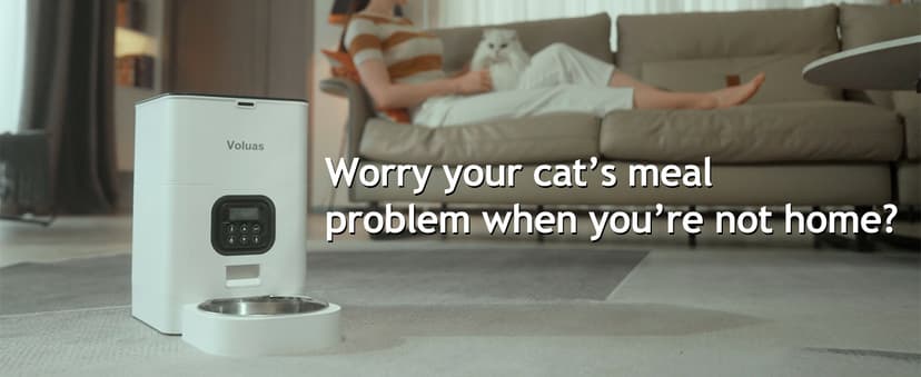 VOLUAS Automatic Cat Feeders - Timed Pet Feeder for Cats and Dogs with Dry Food Dispenser, Desiccant Bag, Programmable Portion Control, 4 Daily Meals, 10s Voice Recorder