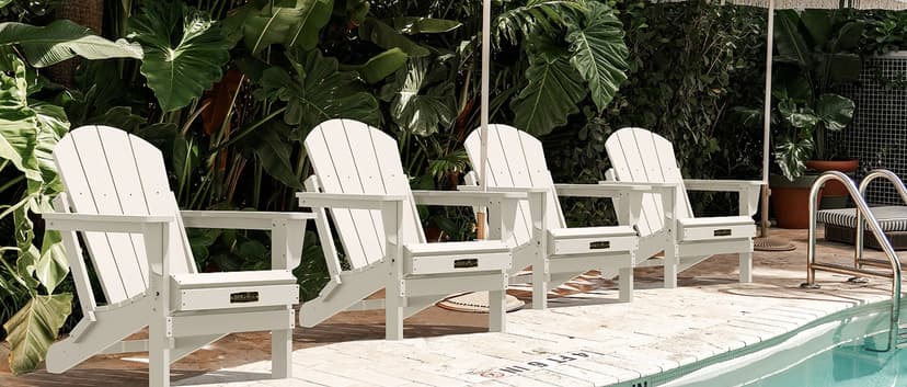 SERWALL Foldable Adirondack Chair Set of 4 for Patio Garden Outdoors Fire Pit-Ocean Blue