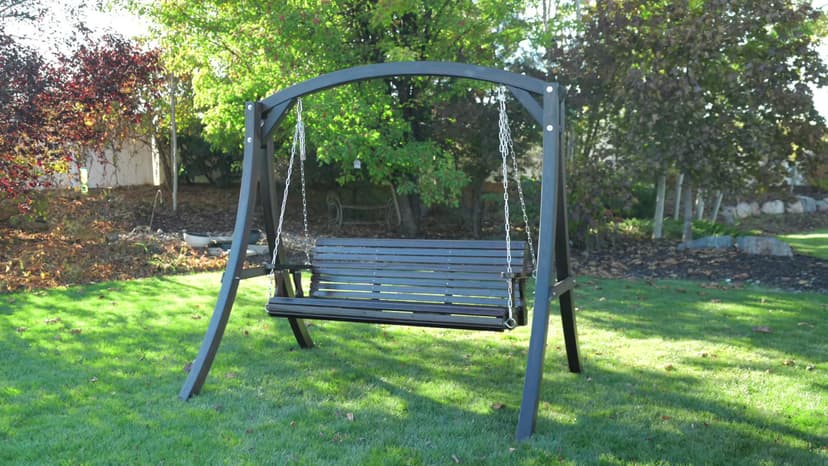 VINGLI Upgraded Patio Wooden Porch Swing for Courtyard & Garden, Heavy Duty 880 LBS Swing Chair Bench with Hanging Chains for Outdoors (Brown, 5 FT)