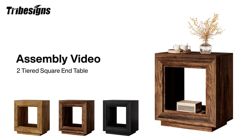 Tribesigns Rustic Wood End Table, 2 Tiered Square Side Table with Storage Shelf, Industrial Sofa Side Table for Living Room, Entrance (Rustic Brown) (1)
