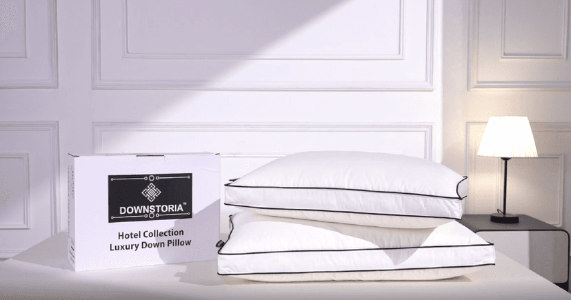 Feather Down Pillows King Size Set of 2 with Gusset, Luxury Hotel Collection Bed Pillow 2 Pack, Down Surrounded Pillows for Sleeping, Soft Fluffy for Side, Back Sleepers 20x36 in.