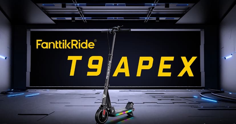 FanttikRide T9 Apex Electric Scooter for Kids 4.3-5.6 ft, 200 W Motor, LED Colorful Lights with Bluetooth Music Speaker, 7/10/12 MPH Digital Display, Adjustable Height, Foldable, Up to 40 mins