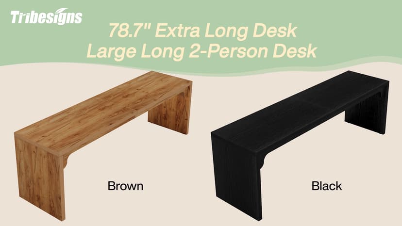 Tribesigns 78.7 Inches Long Computer Desk, Wooden Extra Long Desk, 2 Person Large Writing Table for Home Office, Brown